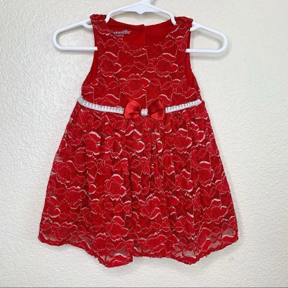 Nanette Baby 6-9 Months Red Baby Girl Dress